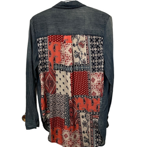 Tribal Jeans Chambray & Multicolour Shirt Size Medium
